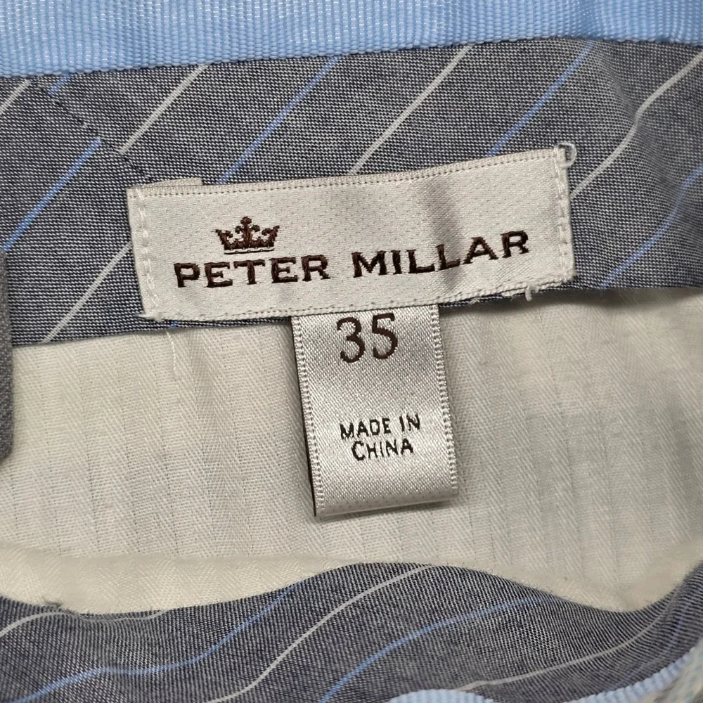 Peter Millar Mens Size 35‎ Gray 100% Wool Flat Front Dress Pants Slacks MS17B99